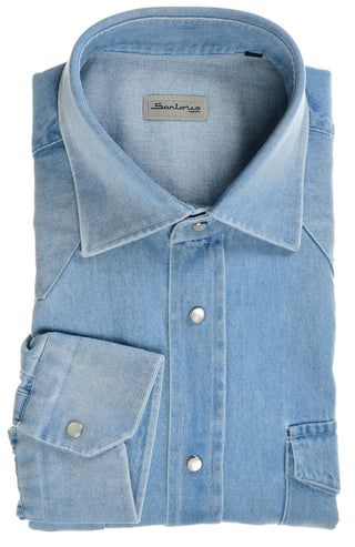 Sartorio Denim Snap Button Cotton Shirt