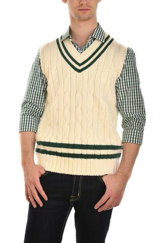 Fedeli Merino Wool V-Neck Varsity Sweater Vest