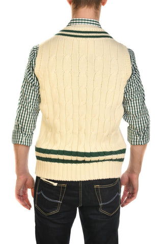 Fedeli Merino Wool V-Neck Varsity Sweater Vest