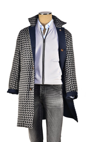 Kired by Kiton Peak Cotton Reversible Overcoat