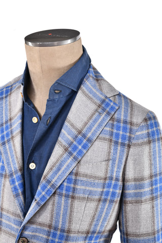 Sartorio Grey/ Blue Plaid Virgin-Wool Sport Jacket