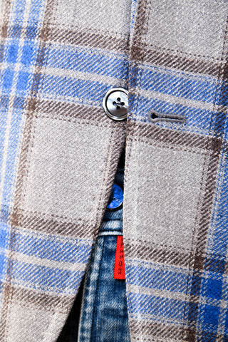 Sartorio Grey/ Blue Plaid Virgin-Wool Sport Jacket