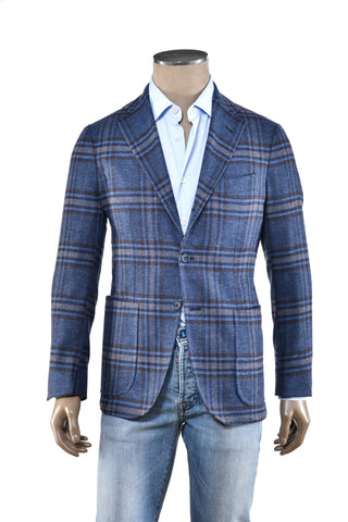 Sartorio Blue Plaid Wool Sport Jacket