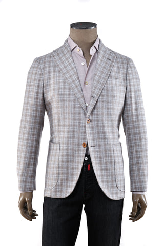 Sartorio Light-Grey/ Tan Checked Cashmere Sport Jacket