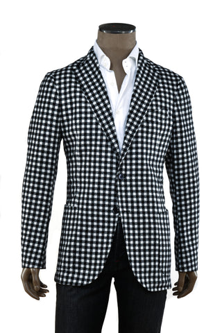 Sartorio Black/ White Gingham Cashmere Sport Jacket