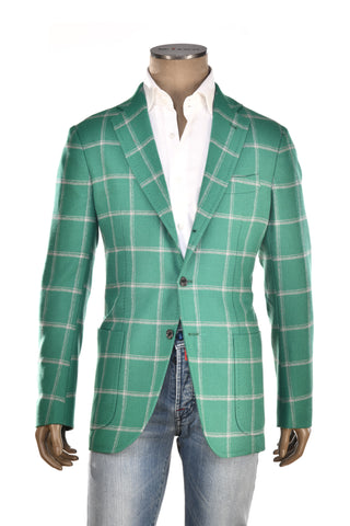 Sartorio Green Plaid Virgin-Wool Sport Jacket