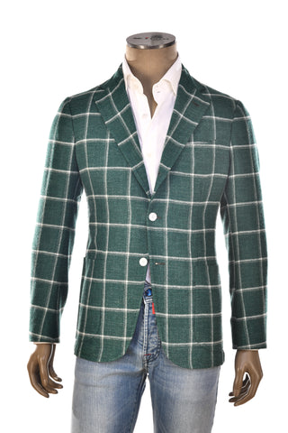 Sartorio Green Windowpane Wool-Silk Sport Jacket