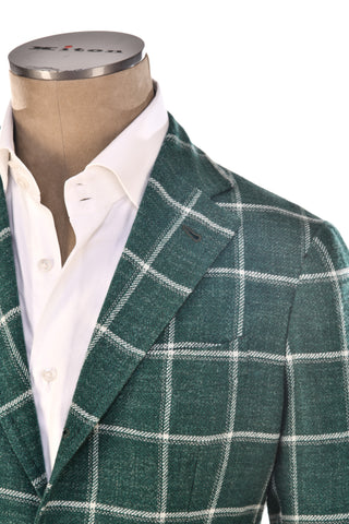 Sartorio Green Windowpane Wool-Silk Sport Jacket