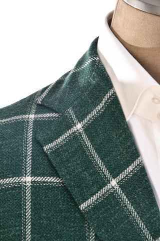 Sartorio Green Windowpane Wool-Silk Sport Jacket