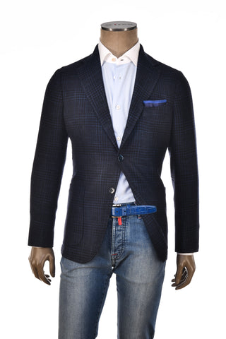 Sartorio Midnight-Blue Patterned Wool-Silk Sport Jacket