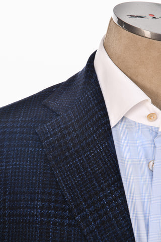 Sartorio Midnight-Blue Patterned Wool-Silk Sport Jacket