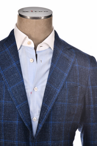 Sartorio Dark-Blue Windowpane Wool Sport Jacket