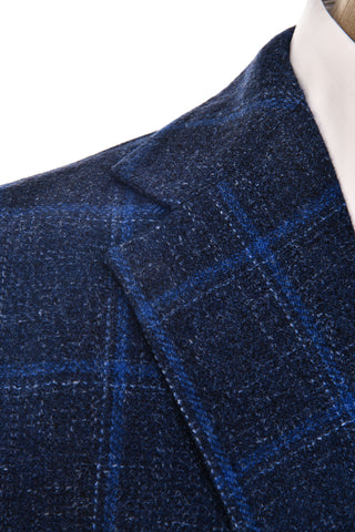 Sartorio Dark-Blue Windowpane Wool Sport Jacket