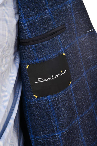 Sartorio Dark-Blue Windowpane Wool Sport Jacket