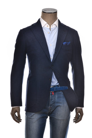 Sartorio Dark-Blue/ Black Houndstooth Wool Sport Jacket