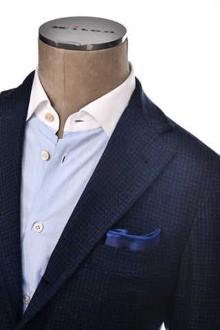 Sartorio Dark-Blue/ Black Houndstooth Wool Sport Jacket