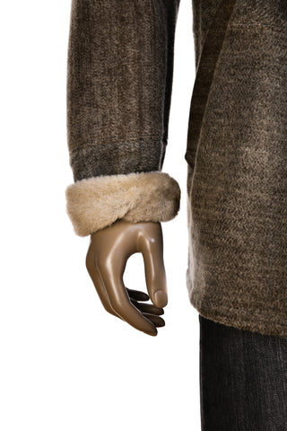 Hettabretz Grey Marled Shearling Overcoat