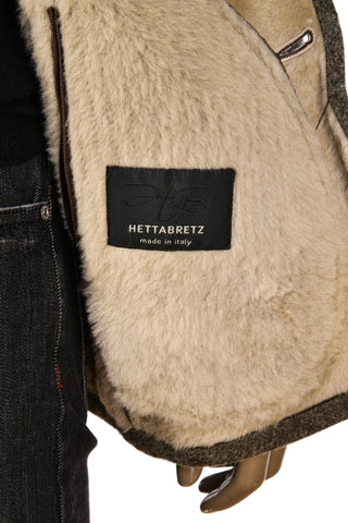 Hettabretz Grey Marled Shearling Overcoat