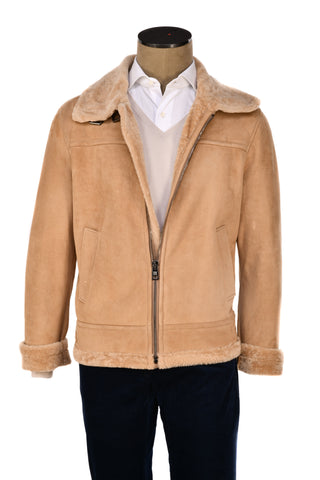 Hettabretz Suede Belted Shearling Overcoat