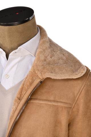 Hettabretz Suede Belted Shearling Overcoat