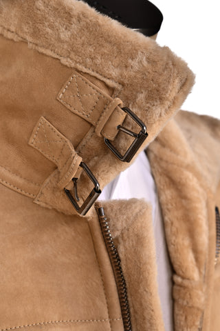 Hettabretz Suede Belted Shearling Overcoat