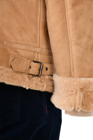 Hettabretz Suede Belted Shearling Overcoat