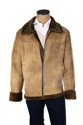 Hettabretz Suede Belted Shearling Overcoat