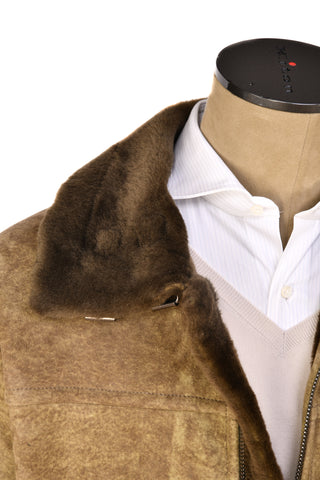 Hettabretz Suede Belted Shearling Overcoat