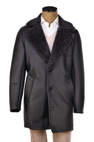 Hettabretz Leather Curly Shearling Overcoat