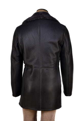 Hettabretz Leather Curly Shearling Overcoat