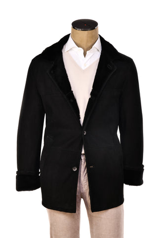 Hettabretz Black Shearling Overcoat