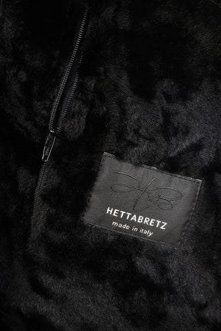 Hettabretz Black Suede Textured Shearling Overcoat