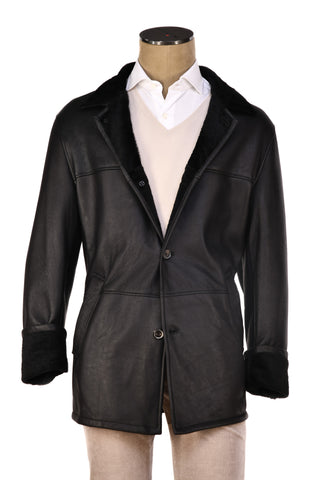 Hettabretz Black Shearling Overcoat