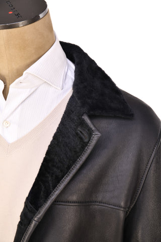 Hettabretz Black Shearling Overcoat