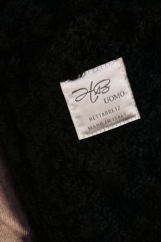 Hettabretz Black Leather Shearling Overcoat