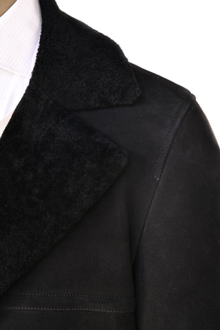 Hettabretz 7361 Black Suede Shearling Overcoat