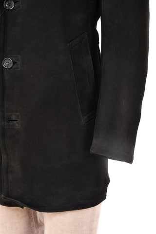 Hettabretz 7361 Black Suede Shearling Overcoat