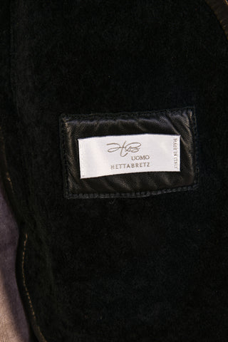 Hettabretz 7361 Black Suede Shearling Overcoat