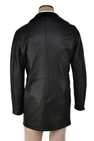 Hettabretz ISA Black Leather Buttoned Shearling Coat