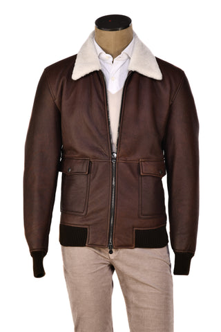 Hettabretz Leather Shearling Bomber Jacket