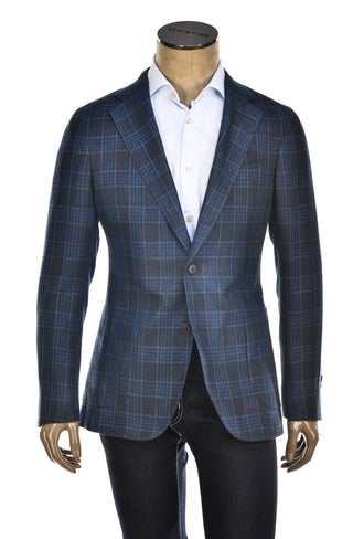 Carlo Barbera Prince of Wales Linen-Wool Sport Jacket