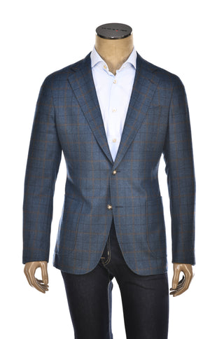 Carlo Barbera Windowpane Wool-Silk Sport Jacket