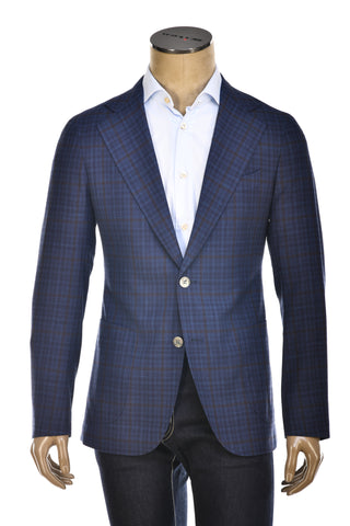 Carlo Barbera Glen Check Plaid Wool-Linen Sport Jacket