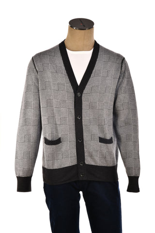 Manrico Prince of Wales Cashmere Button Down V-Neck Cardigan