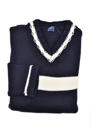 Fedeli Virgin Wool V-Neck Knit Sweater