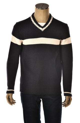 Fedeli Virgin Wool V-Neck Knit Sweater