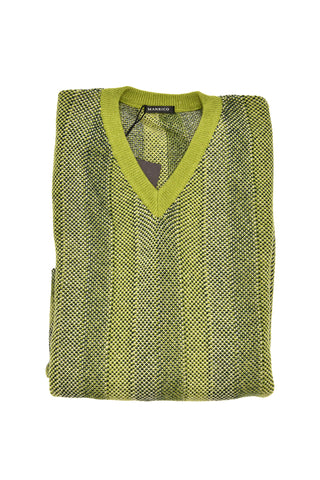 Manrico Olive-Green Cashmere Knit Sweater