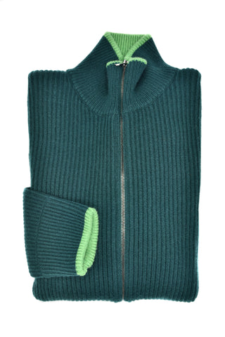 Manrico Cashmere Mockneck Ribbed Zip-Up Sweater