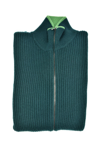 Manrico Cashmere Mockneck Ribbed Zip-Up Sweater