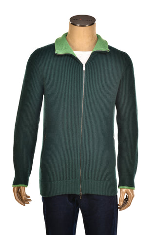 Manrico Cashmere Mockneck Ribbed Zip-Up Sweater